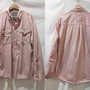 Z Brand Dusty Rose Pink Y2K Thick Stitch Button Front Shirt Long Sleeve XL Crown